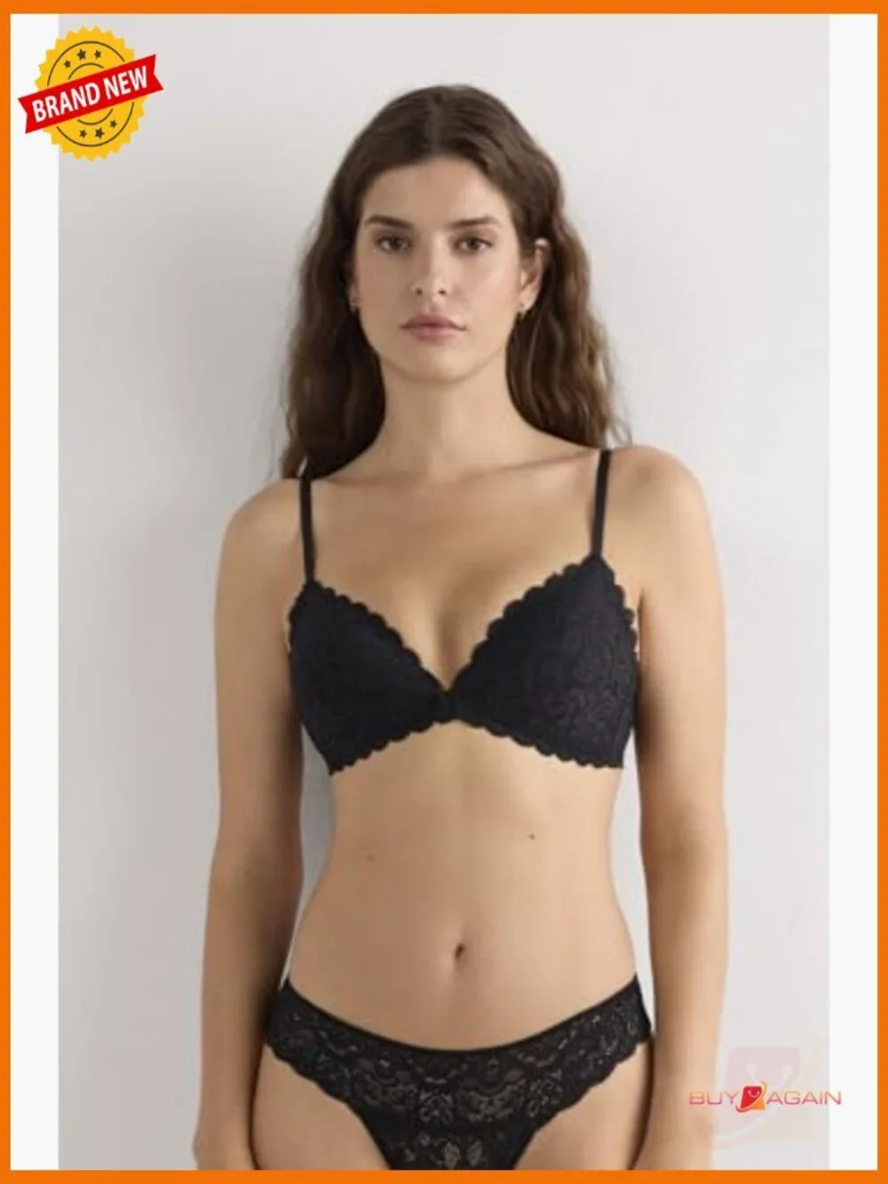 Lightly Padded Lace Triangle Bra Adjustable Straps Wire Free